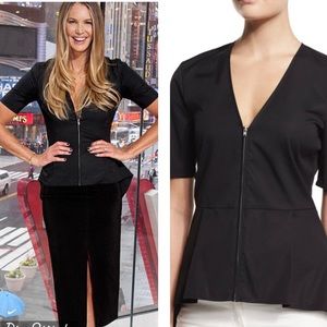 NWOT Veronica Beard Meyers Zip Front Peplum Top